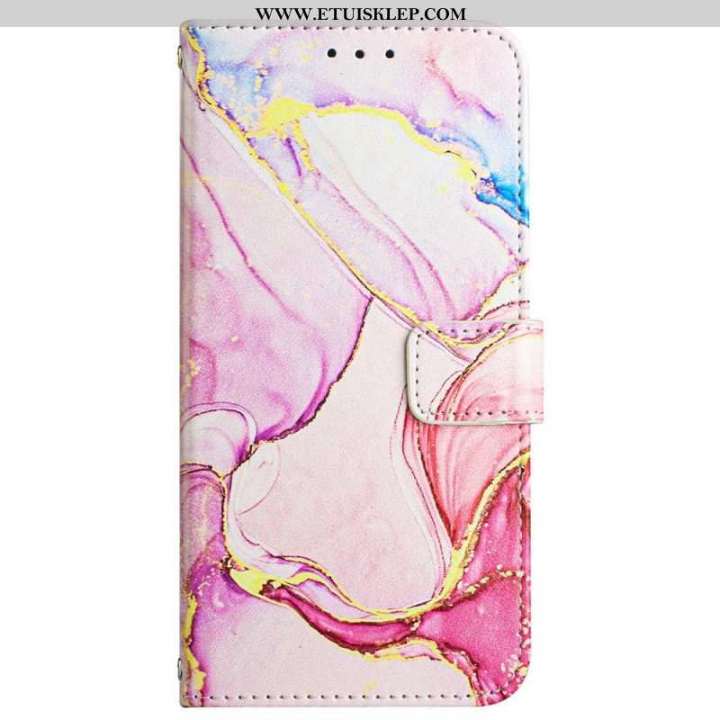 Etui Folio do Realme C35 z Łańcuch Pasek Marmuru